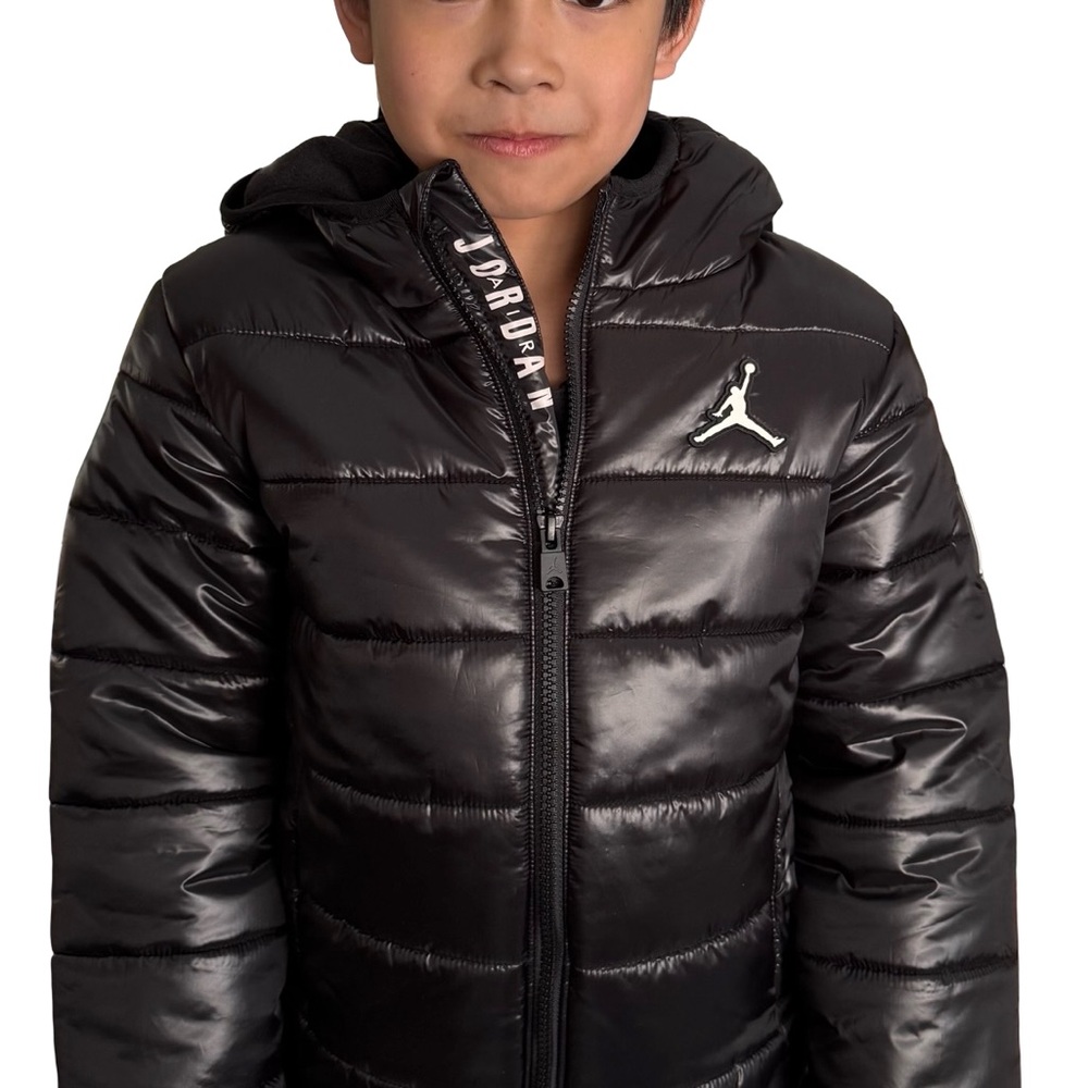 Jordan Black Quilted Puffer Jacket with Hood